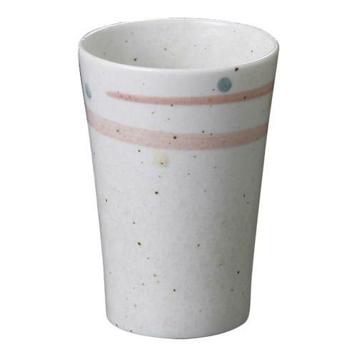 湯呑み 【新粉引赤渦 反型コップ】 高さ99mm×直径:69【グループB】【プロ用】