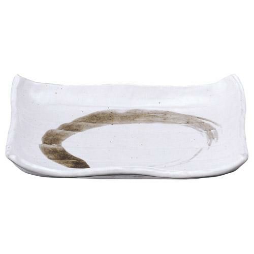 焼物皿 【白マット水晶刷毛目 波渕焼物皿】 幅207mm×奥行146mm×高さ40mm【グループB】【プロ用】