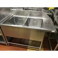 TXA-2S-120 【タニコー】18-0 二槽シンク(バックガード付)【業務用