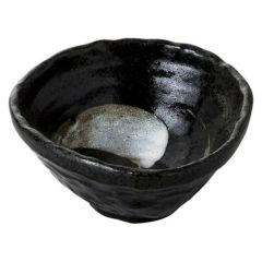 小鉢 【黒結晶刷毛目 ナブリ三角小鉢】 高さ53mm×直径:110【グループB】【プロ用】