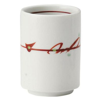 湯呑み 【赤絵 切立厚口湯呑】 高さ85mm×直径:62【グループB】【プロ用】