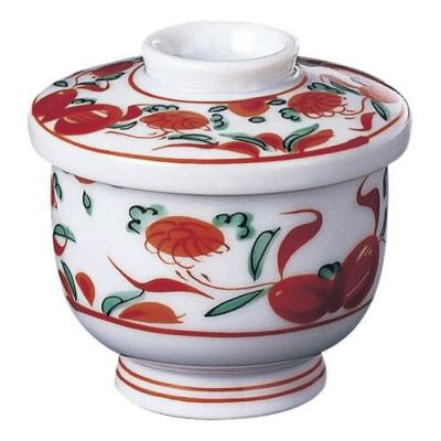 蒸し碗 【赤絵万歴 小むし碗】 身の外形直径:68・蓋つきの高さ:73【グループB】【プロ用】
