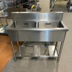 中古】二槽シンク BGあり 幅1000×奥行450×高さ800 【送料別途見積