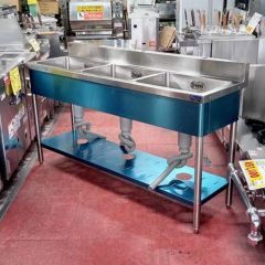 中古】三槽シンク BGあり 幅1540×奥行600×高さ810 【送料別途見積