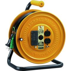 ハタヤ USBポート付コードリール（漏電遮断器付）/GSB30U4K
