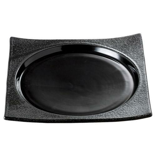 【強化】【ブラック&ブラック スクエアプレート (中)】【角皿】【グループB】【プロ用】