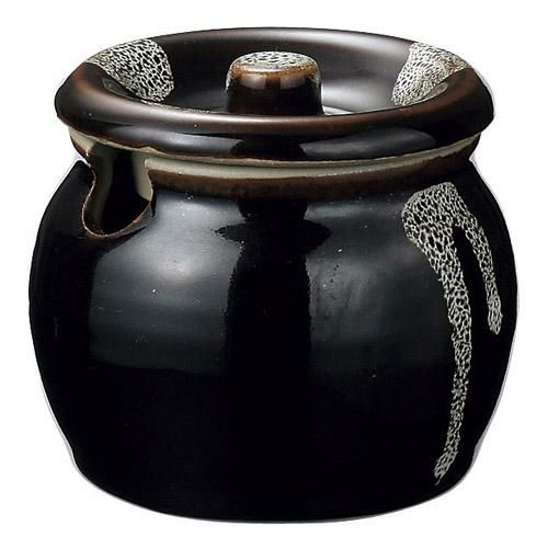 かめ 【天目白流し 口切1号カメ】 高さ72mm×(手付・はみ出し部分含む)サイズ:83・身の外形直径:70【グループB】【プロ用】