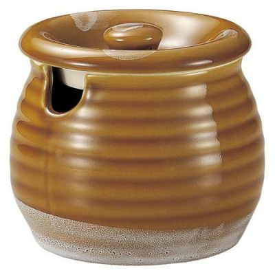 かめ 【赤釉(赤黄) 口切3号カメ】 高さ97mm×(手付・はみ出し部分含む)サイズ:113・身の外形直径:94【グループB】【プロ用】
