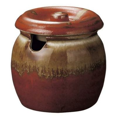 かめ 【朱赤 口切ミニカメ】 高さ70mm×(手付・はみ出し部分含む)サイズ:70・身の外形直径:60【グループB】【プロ用】