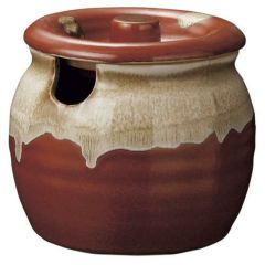 かめ 【朱赤 口切4号カメ】 高さ110mm×(手付・はみ出し部分含む)サイズ:125・身の外形直径:105【グループB】【プロ用】