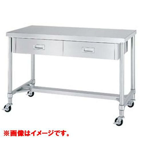 型式：WDHC-18090-U75【シンコー】H枠仕様 キャスター付引出付作業台 キャスター径:75φ 奥行：900mm【組立式】