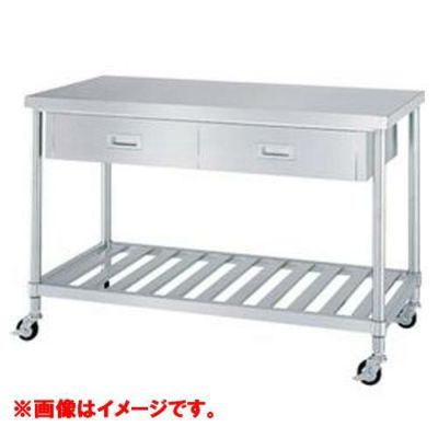 【シンコー】スノコ棚仕様　キャスター付引出付作業台　奥行：750mm　型式：WDSC-18075-U75