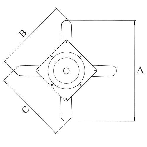 アルミ鋳物テーブル脚 ベースサイズ：A750×B545×C545×高さ700 品番：GB-C-750 塗装カラー：88 ポール：76φ
