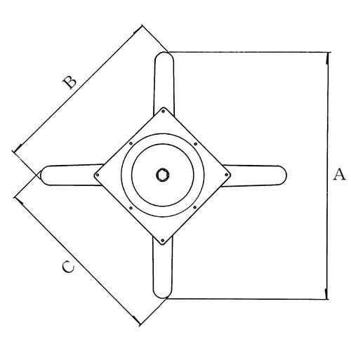 アルミダイキャストテーブル脚 ベースサイズ：A1005×B730×C730×高さ700 品番：BT-CN-L-1000 塗装カラー：14 ポール：101φ