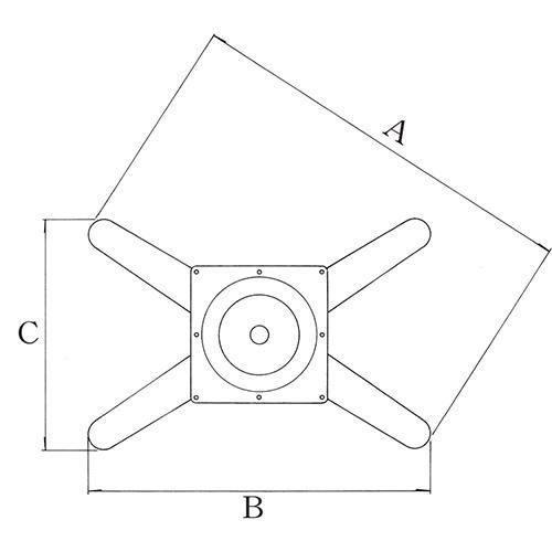アルミ鋳物テーブル脚 ベースサイズ：A800×B665×C480×高さ700 品番：GB-X-800 塗装カラー：11C ポール：76φ
