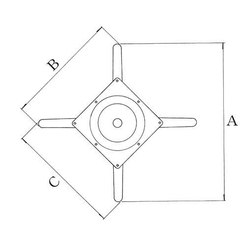 アルミ鋳物テーブル脚 ベースサイズ：A700×B505×C505×高さ700 品番：MC-CN-700 塗装カラー：88 ポール：50φ