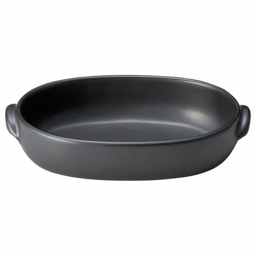 ブラックセラム新型オーバルグラタン(中) 24.5×15×5cm(900cc) 602-078