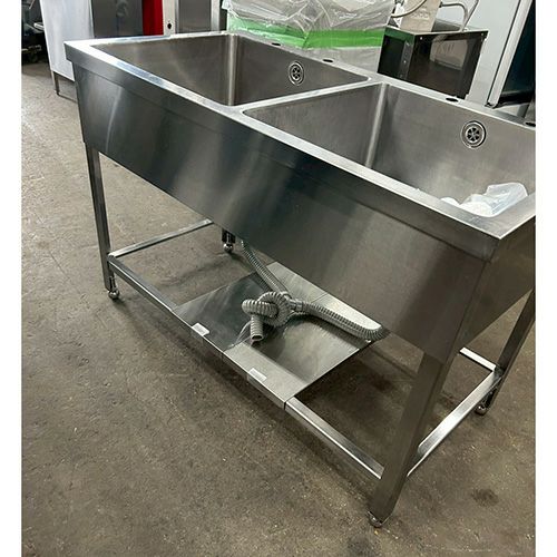 2槽シンク1200x450x800(+100) 中古】二槽シンク BGなし 幅1200×奥行600×高さ800 【送料別途