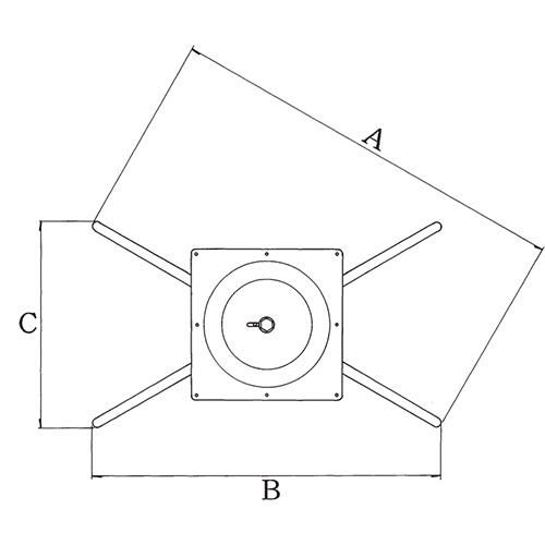 アルミダイキャストテーブル脚 ベースサイズ：A602×B525×C310×高さ700 品番：CK-X-600 塗装カラー：14 ポール：60φ