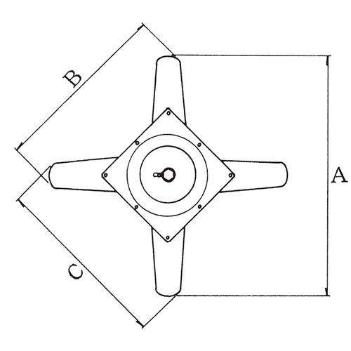 アルミ鋳物テーブル脚 ベースサイズ：A600×B450×C450×高さ700 品番：CL-CF-600 塗装カラー：88 ポール：76φ