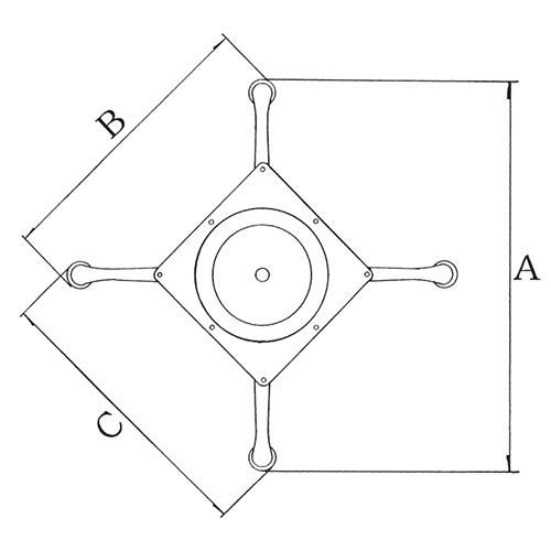 アルミダイキャストテーブル脚 ベースサイズ：A600×B435×C435×高さ700 品番：SS-C-600 塗装カラー：18 ポール：42φ