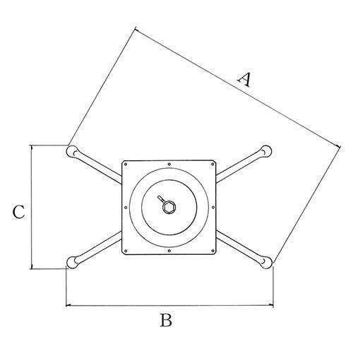 アルミダイキャストテーブル脚 ベースサイズ：A600×B530×C315×高さ700 品番：SS-LX-600 塗装カラー：18 ポール：42φ
