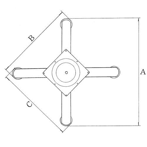 アルミ鋳物テーブル脚 ベースサイズ：A610×B450×C450×高さ700 品番：BC-C-600 塗装カラー：11 ポール：60φ