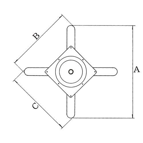 アルミ鋳物テーブル脚 ベースサイズ：A600×B440×C440×高さ700 品番：BC-CN-600 塗装カラー：44 ポール：60φ