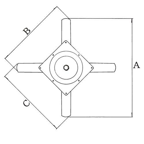 アルミ鋳物テーブル脚 ベースサイズ：A700×B520×C520×高さ700 品番：BT-CF-700 塗装カラー：11 ポール：76φ