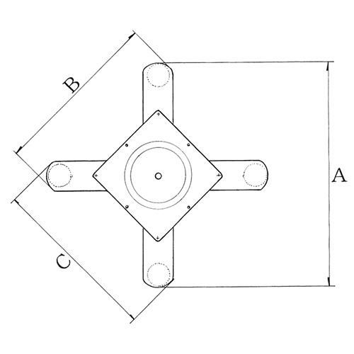 アルミダイキャストテーブル脚 ベースサイズ：A610×B460×C460×高さ700 品番：BT-CL-600 塗装カラー：88 ポール：76φ