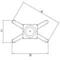 アルミ鋳物テーブル脚 ベースサイズ：A702×B586×C428×高さ700 品番：BT-X-700 塗装カラー：44 ポール：76φ