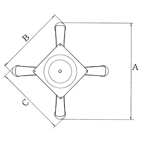 アルミダイキャストテーブル脚 ベースサイズ：A570×B420×C420×高さ700 品番：C-DX-570 塗装カラー：18 ポール：60φ