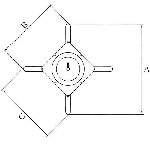 アルミ鋳物テーブル脚 ベースサイズ：A560×B405×C405×高さ700 品番：SC-C-550 塗装カラー：14 ポール：42φ