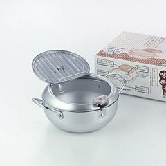 鍋【味楽亭2 フタ付き天ぷら鍋 20cm (温度計付) SJ1024】134×284×222(mm)