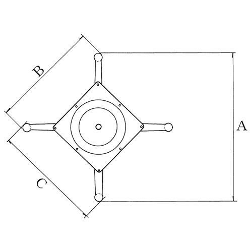 アルミ鋳物テーブル脚 ベースサイズ：A555×B410×C410×高さ700 品番：CC-AF-555 塗装カラー：22 ポール：49φ（アルミ）