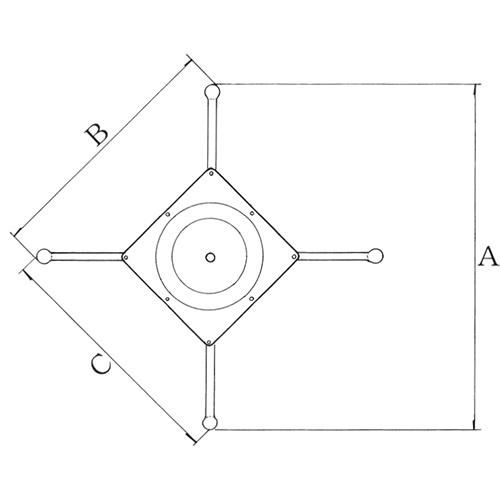 アルミ鋳物テーブル脚 ベースサイズ：A555×B400×C400×高さ700 品番：CL-550 塗装カラー：14AM ポール：42φ