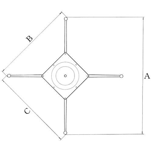アルミ鋳物テーブル脚 ベースサイズ：A750×B540×C540×高さ700 品番：CL-750 塗装カラー：14AM ポール：60φ