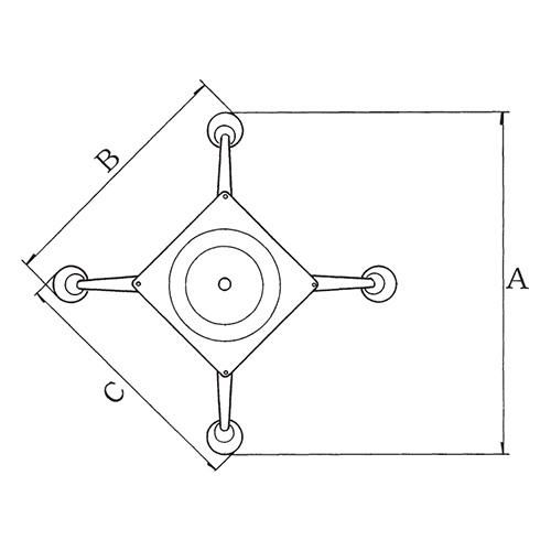アルミダイキャストテーブル脚 ベースサイズ：A620×B460×C460×高さ700 品番：HC-C-620 塗装カラー：44 ポール：76φ