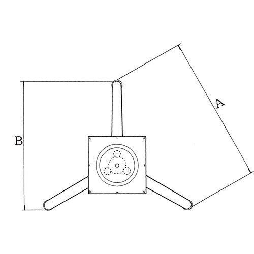 アルミダイキャストテーブル脚 ベースサイズ：A632×B553×高さ700 品番：SD-T-370 塗装カラー：44 ポール：32φ×3