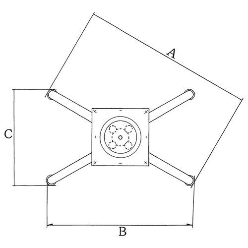 アルミダイキャストテーブル脚 ベースサイズ：A720×B620×C400×高さ700 品番：SD-X-720 塗装カラー：18 ポール：32φ×4