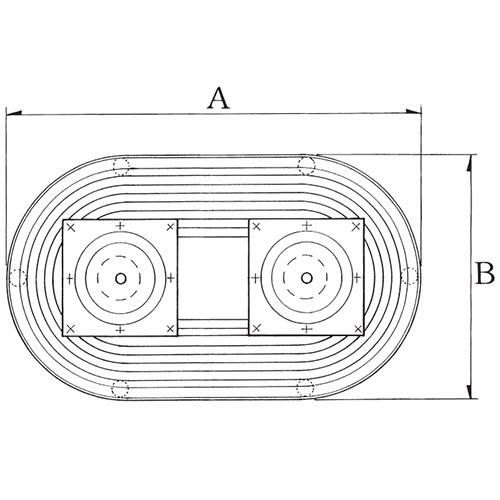アルミ鋳物テーブル脚 ベースサイズ：A850×B500×高さ700 品番：DR-9D-W 塗装カラー：44 ポール：101φ×2