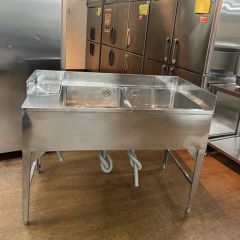 中古】二槽シンク ダスト付き BGあり 幅1200×奥行600×高さ780 【送料