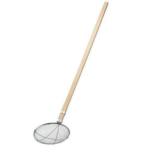 EBM ステンレス 木柄丸型 給食用 スクイ網 24cm 2.5メッシュ