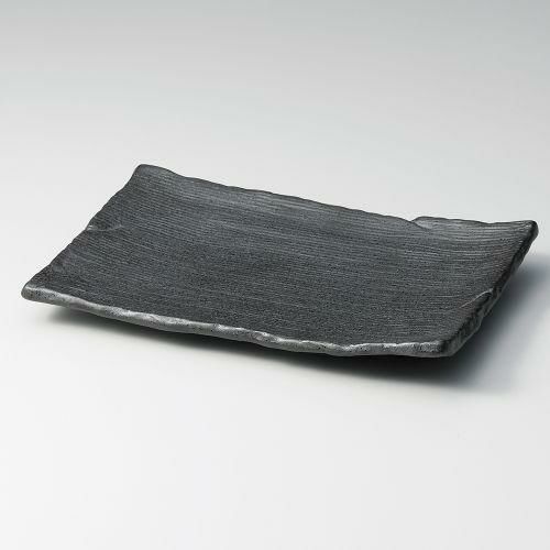 黒備前凛焼物皿 22×14.5×3cm 148-038 (5個入)