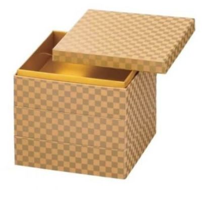 お重箱 6.0寸 和紙重 黄金市松（内金紙）3段/業務用/新品/小物送料対象商品