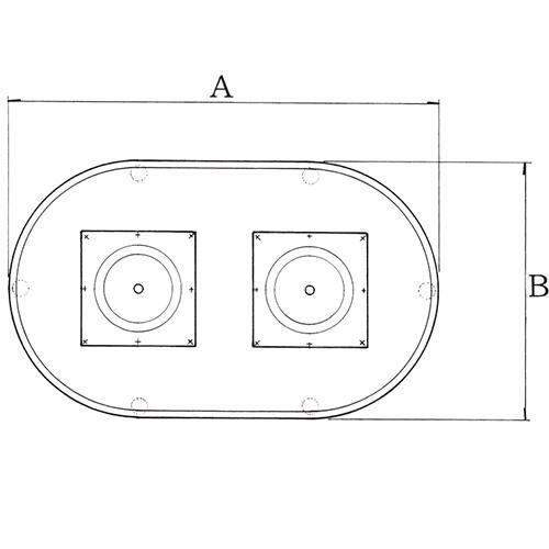 スチールベーステーブル脚 ベースサイズ：A748×B448×高さ700 品番：DR-5D-W 塗装カラー：22 ポール：76φ×2
