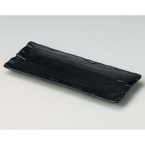 弥生千筋黒9.0長角皿 28.5×11.7×2.3cm 139-058 (5個入)