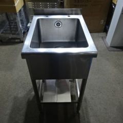 作業台 幅450×奥行740×高さ800mm スノコ付き 異形 中古 厨房機器 板金