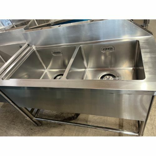中古】二槽ソイルドシンク 右引掛 BGあり 幅1220×奥行650×高さ 