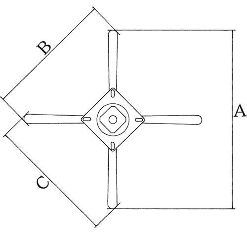 アルミダイキャストイス脚 ベースサイズ：A590×B425×C425×高さ450迄指定可 品番：CD-580 塗装カラー：44-A ポール：38φ